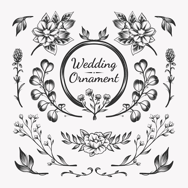 Hand Drawn Wedding Album Ornaments – Free to Download