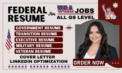 I Will Write a Federal Resume for USAJOBS, Professional Resume, and Federal Resume for LinkedIn