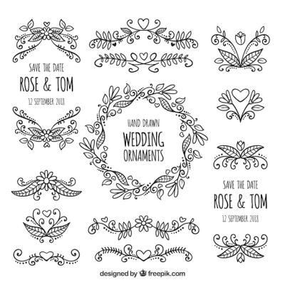 Retro Style Wedding Ornaments – Free to Download