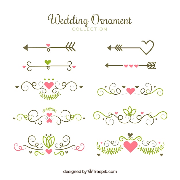 Wedding Ornaments Collection in Flat Style – Free to Download