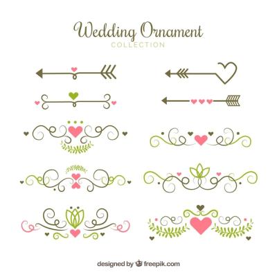 Wedding Ornaments Collection in Flat Style – Free to Download