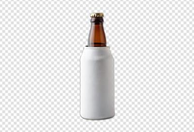 Blank White Collapsible Beer Bottle Koozie Mockup on Transparent Background – Free Download