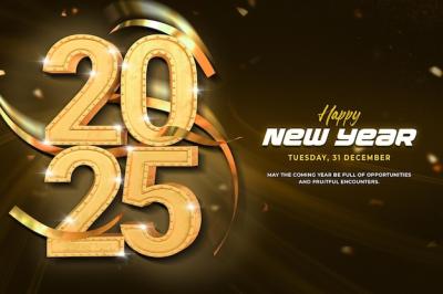 3D Golden Banner Design Template for Happy New Year 2024 – Free to Download