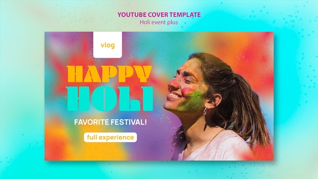 Holi Festival Celebration YouTube Cover Template – Free to Download