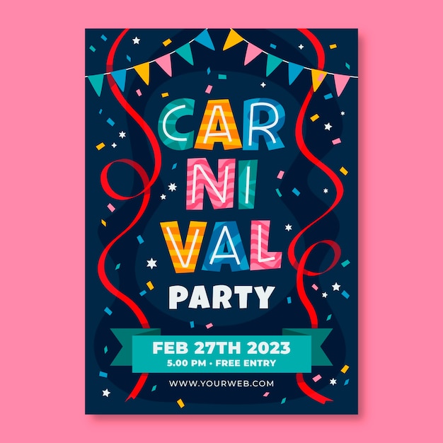 Flat Carnival Party Vertical Poster Template – Free Download