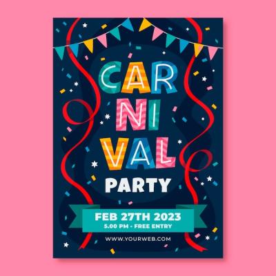 Flat Carnival Party Vertical Poster Template – Free Download