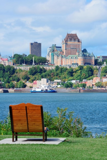 Stunning Quebec City Skyline Over River with Blue Sky and Clouds – Free Stock Photo Download