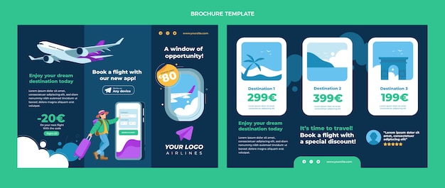 Travel Brochure Template in Flat Design – Free Download