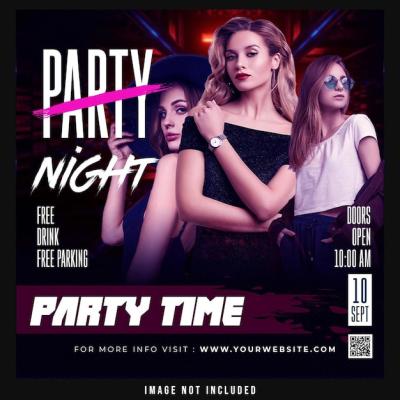 Party Night Social Media Post Template – Download Free Stock Photo