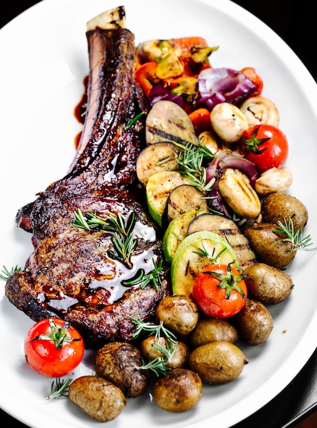 Roasted Rib with Fried Vegetables – Free Stock Photo Download