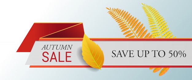 Autumn Sale Vector Template with Yellow Leaves – Free to Download