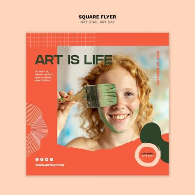 Square Flyer Design for National Art Day – Free Download