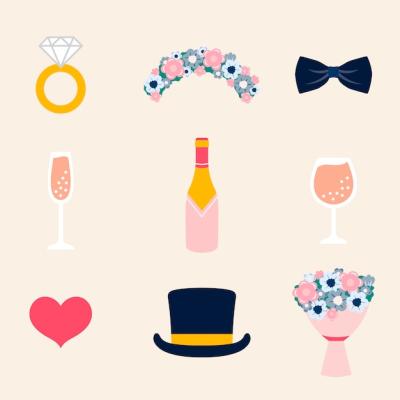 Wedding Photo Booth Props Vector – Free Download