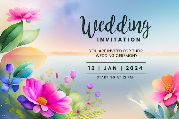 Watercolor Floral Wedding Invitation Greeting Cards – Free to Download