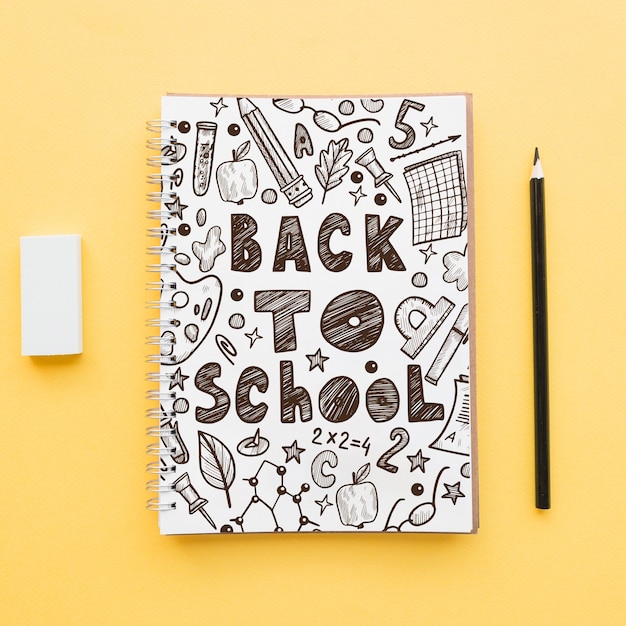 Back to School Mockup Featuring Notebook Cover – Free Download