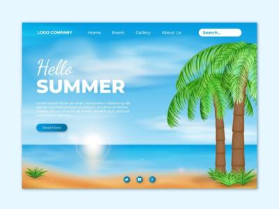 Realistic Summer Landing Page Template – Free Download