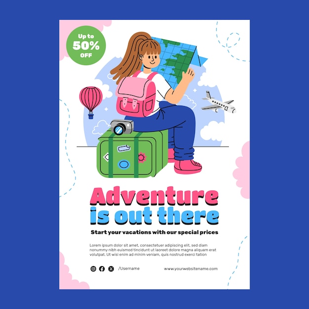 Flat Design Travel Adventure Poster – Free Download, Free Stock Photo