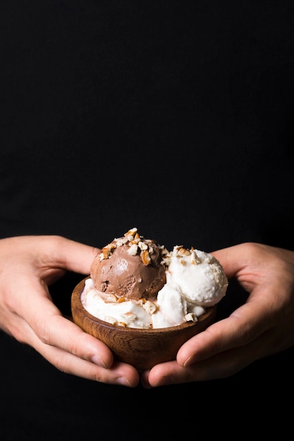 Close-up of Hands Cradling Delicious Gelato Scoops – Free Download