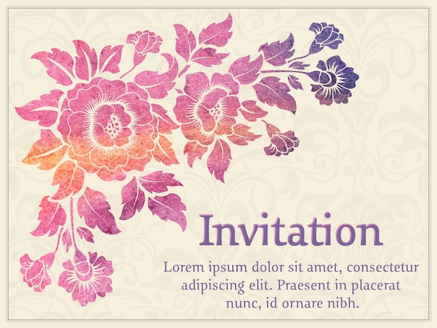 Floral Background Wedding Invitation and Announcement Card – Free Download