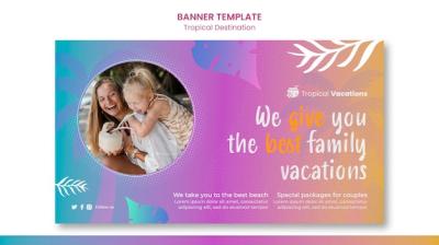 Gradient Tropical Destination Banner Design Template – Free Download