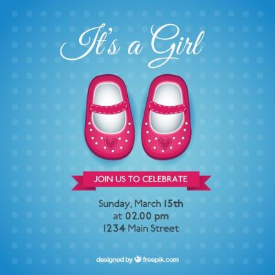 Baby Shower Card Featuring Adorable Pink Shoes – Free Download