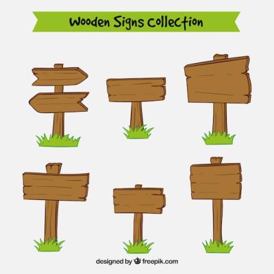 Hand Drawn Wooden Signs – Free to Download Collection