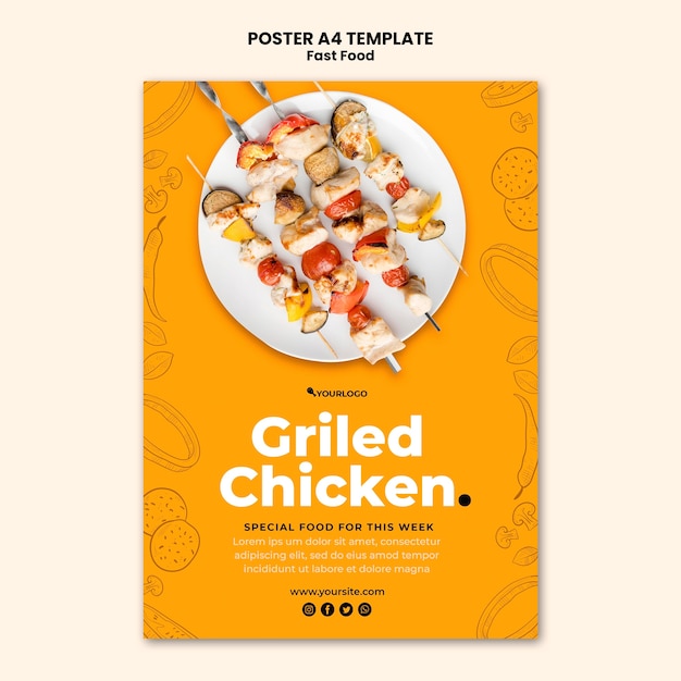 Fried Chicken Dish Poster Template – Free Download