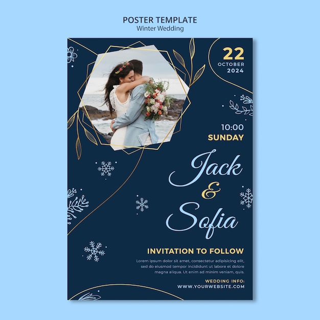 Stunning Winter Wedding Poster Template – Free Download