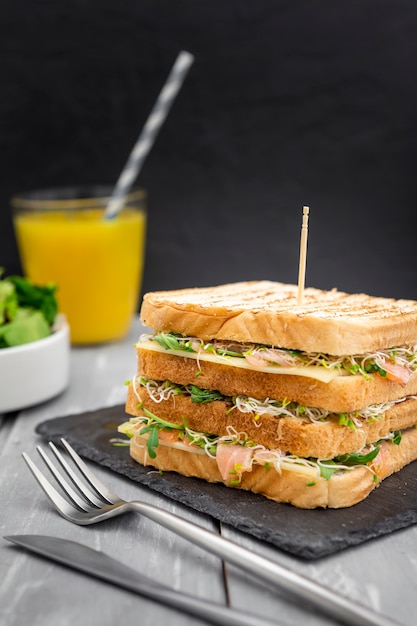 Double Sandwich on Slate with Cutlery – Free Download