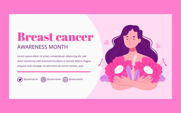 Flat Social Media Promo Template for Breast Cancer Awareness Month – Free Download