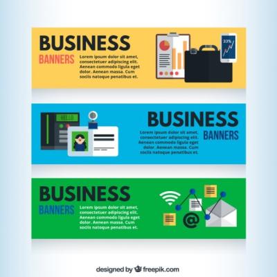 Company Banners Featuring Office Elements – Free Download