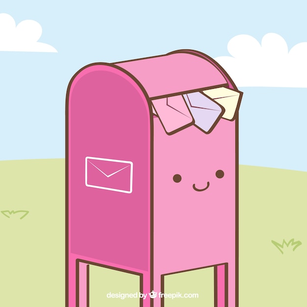 Lovely Pink Mailbox Background with Envelopes – Free Download