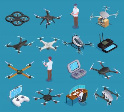 Drones Quadrocopters Isometric Set – Free Stock Photo Download