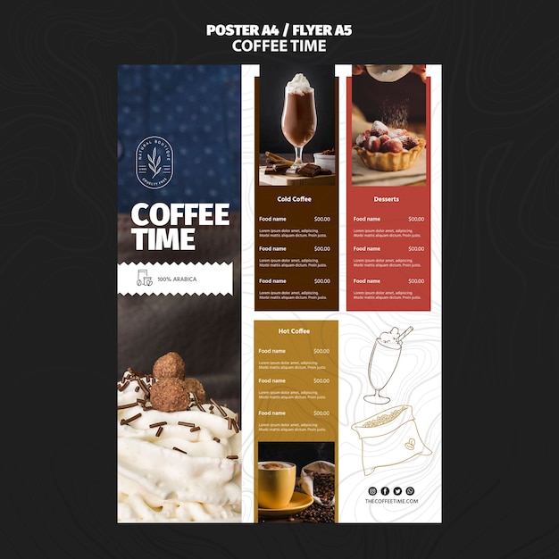 Coffee Time Restaurant Menu Template – Free Download