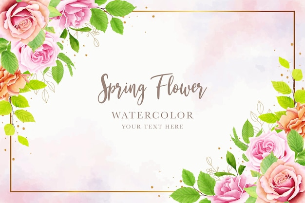 Elegant Watercolor Floral and Leaves Background and Border Frame Design – Free Stock Photo Download