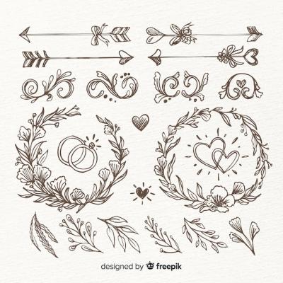 Hand Drawn Wedding Ornament Collection – Free Download