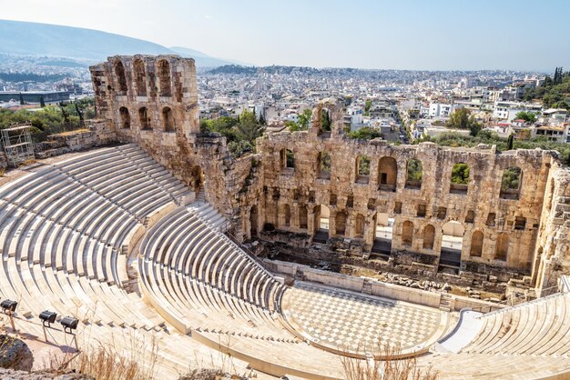 Panoramic View of the Odeon of Herodes Atticus at Acropolis of Athens – Free Download