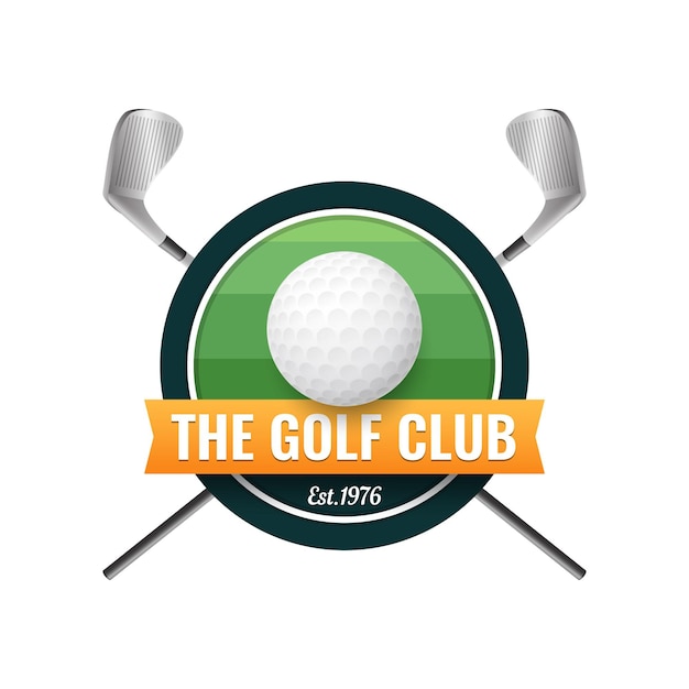 Gradient Golf Logo Template Featuring Ball and Clubs – Free Download