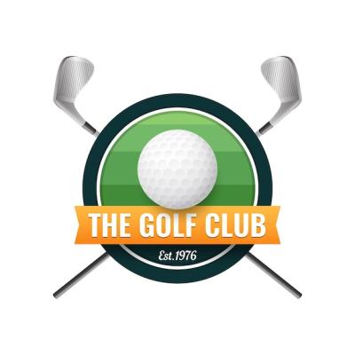 Gradient Golf Logo Template Featuring Ball and Clubs – Free Download