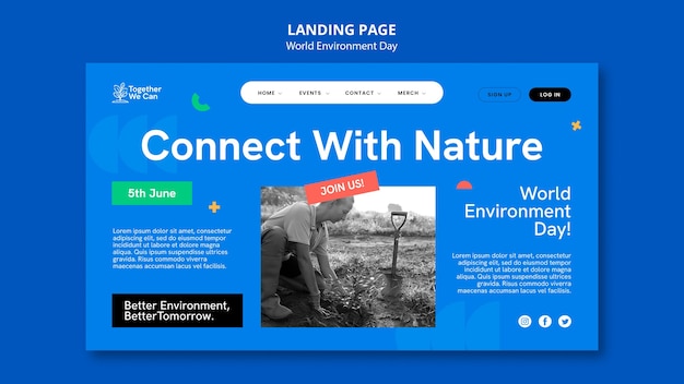 Landing Page Template for World Environment Day Celebration – Free Download