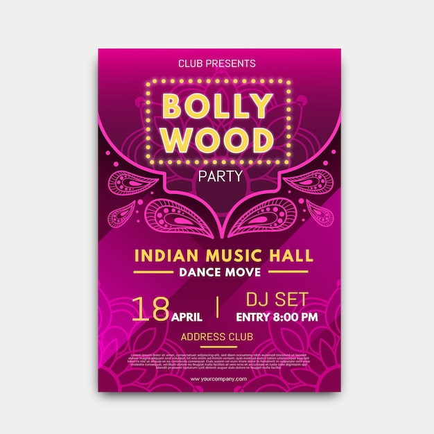 Bollywood Party Poster Mandala Template – Free Download