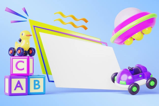 90’s Elements and Blank Banner 3D Illustration – Free Download