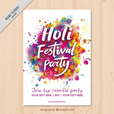 Colorful Stains Holi Party Poster – Free Download