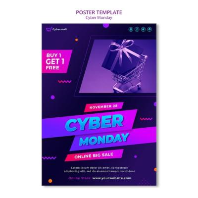 Gradient Cyber Monday Sale Poster Template – Free to Download