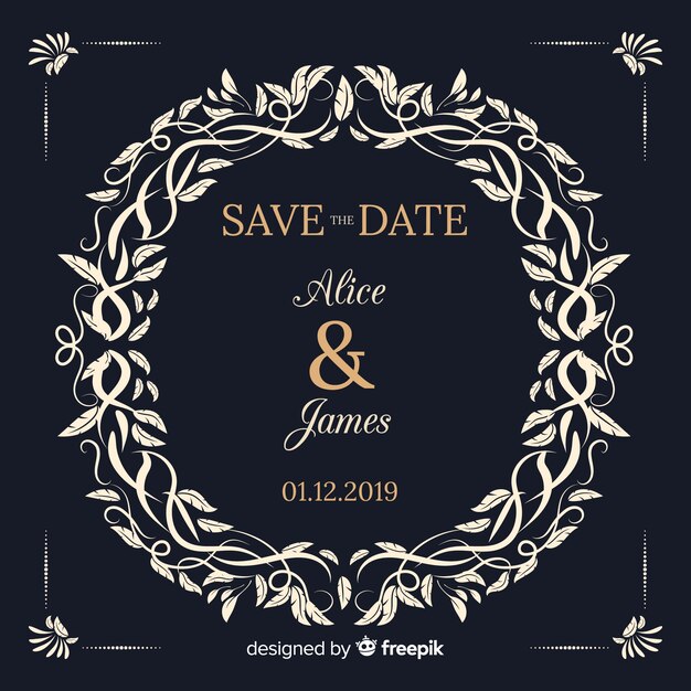 Ornamental Save the Date Wedding Invitation – Free Download