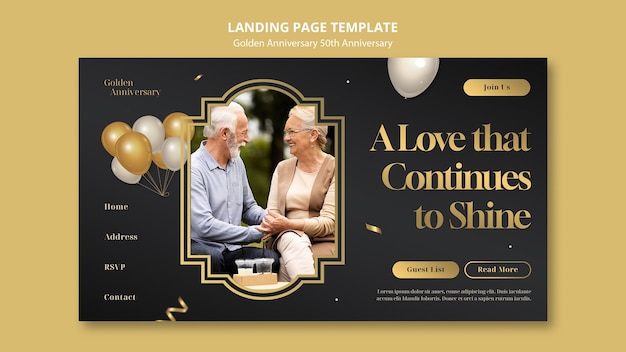 Golden 50th Anniversary Landing Page – Free Stock Photo for Download