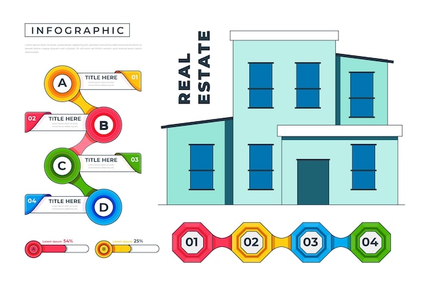 Linear Flat Real Estate Infographic Template – Free Download