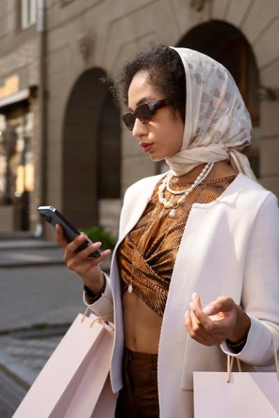 Rich Woman Holding Smartphone – Free Stock Photo for Download