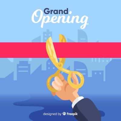 Flat Red Ribbon Grand Opening Background – Free Download