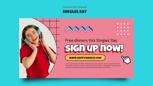 Flat Design Singles Day Template – Free Download